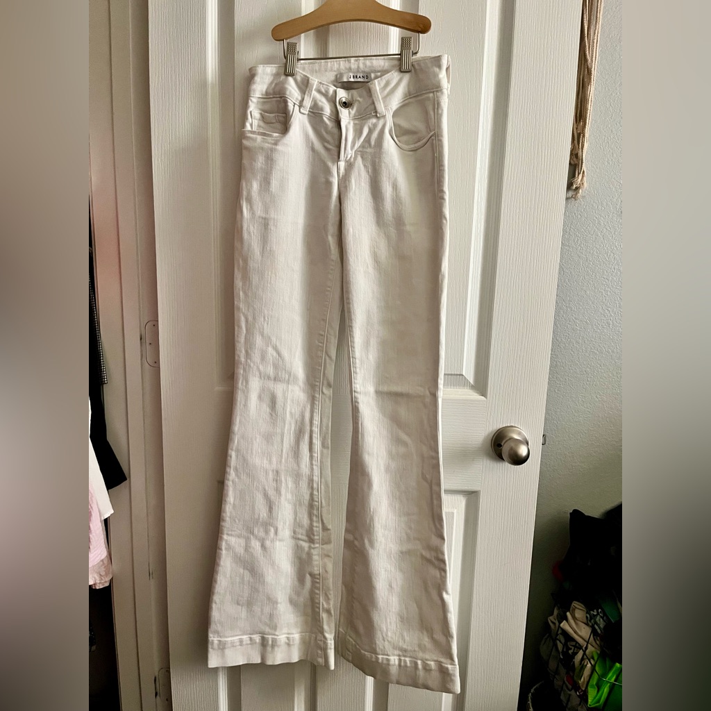 J Brand IvoryWhite Denim Flare Pants